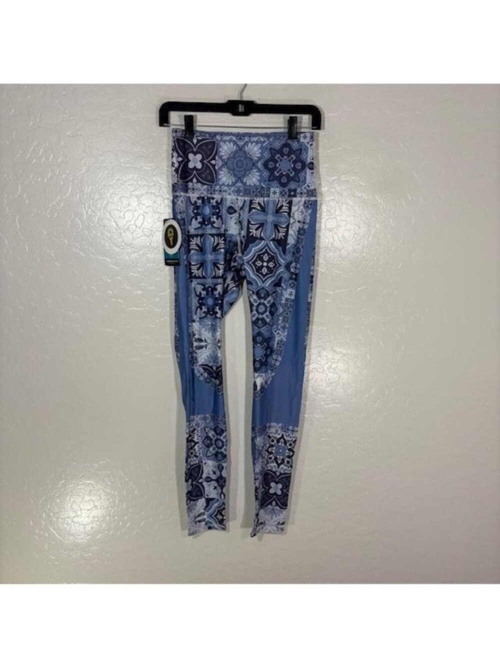 Yoga Democracy Leggings Womens S Blue Patchwork High Rise Ankle Yoga Pants Gym